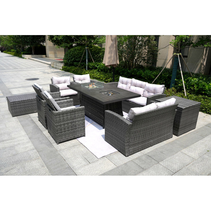 Aliaksey 9 - Person Patio Conversation Set with Cushions