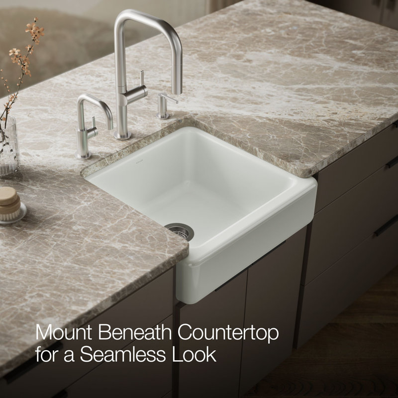 Whitehaven® Self-Trimming 24" L x 22" W Farmhouse Kitchen Sink, Sea Salt