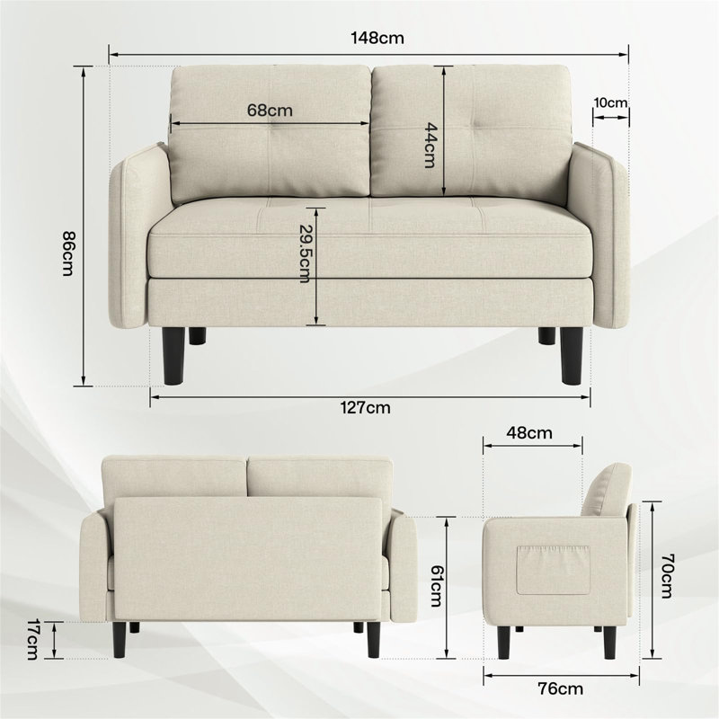 Aayushi 2 Seater Sofa, Beige Fabric