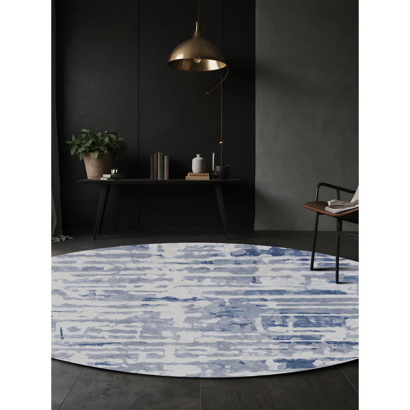 Machine Washable Gray Area Rug, Round 6'