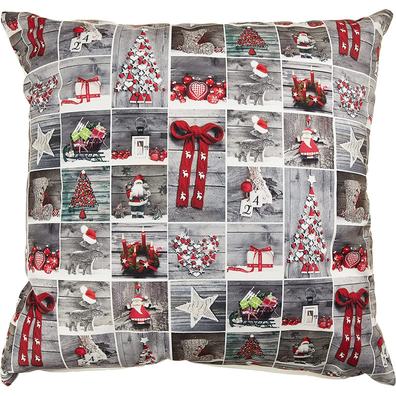 Seasonal Christmas Splendours Pattern Reversible Throw Pillow, Polyester/Polyfill