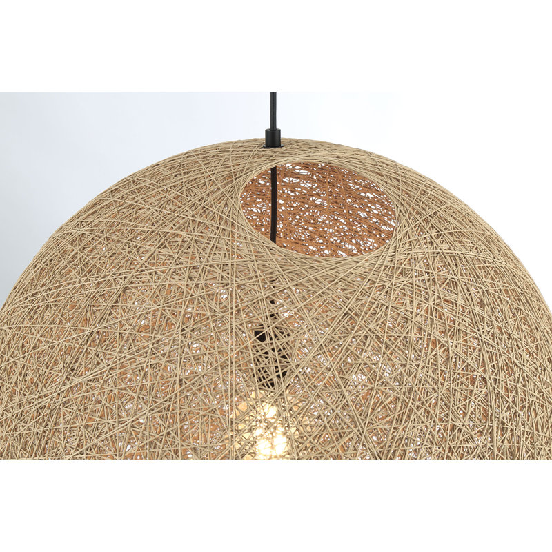 Jahmaine 1 - Light Geometric Pendant, 146.25" H x 24" W x 24" D, Coal, Ivory