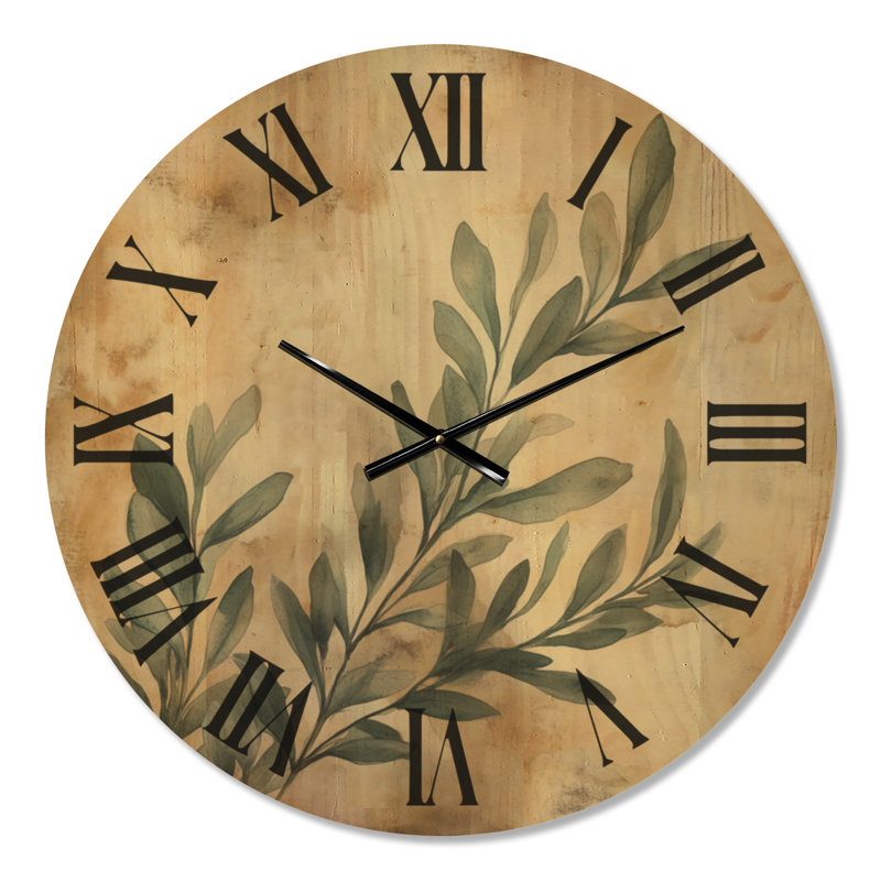 Horloge murale Coastal Sage Branches II, Medium