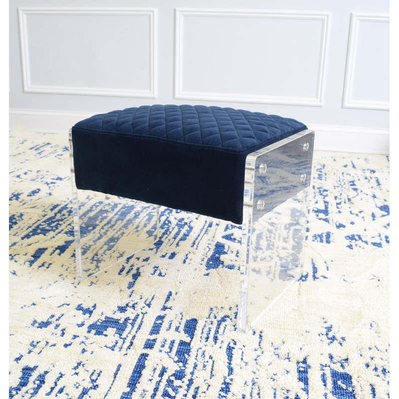 Tribecca Acrylic Base Accent Stool, Navy