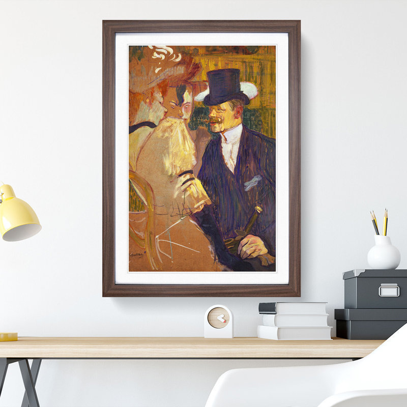Englishman at the Cabaret Vol.1 by Henri de Toulouse-Lautrec - Picture Frame Painting, 36cm H x 27cm W x 2cm D, Walnut Framed