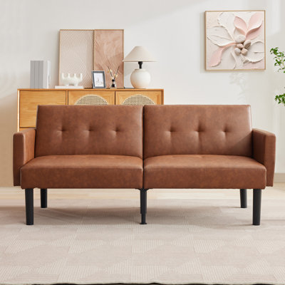Canapé-lit double en cuir synthétique de 75,5 po, canapé inclinable réglable à 3 positions, fauteuil inclinable moderne avec pieds, conception sur le plancher pour un nettoyage facile, convient au salon, à la chambre à coucher, à l’appartement, au bureau