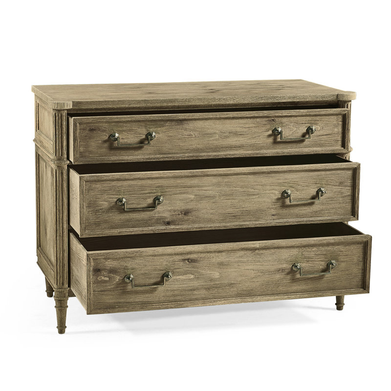 Commode en bois massif Kalpa, Châtaignier rayé brun