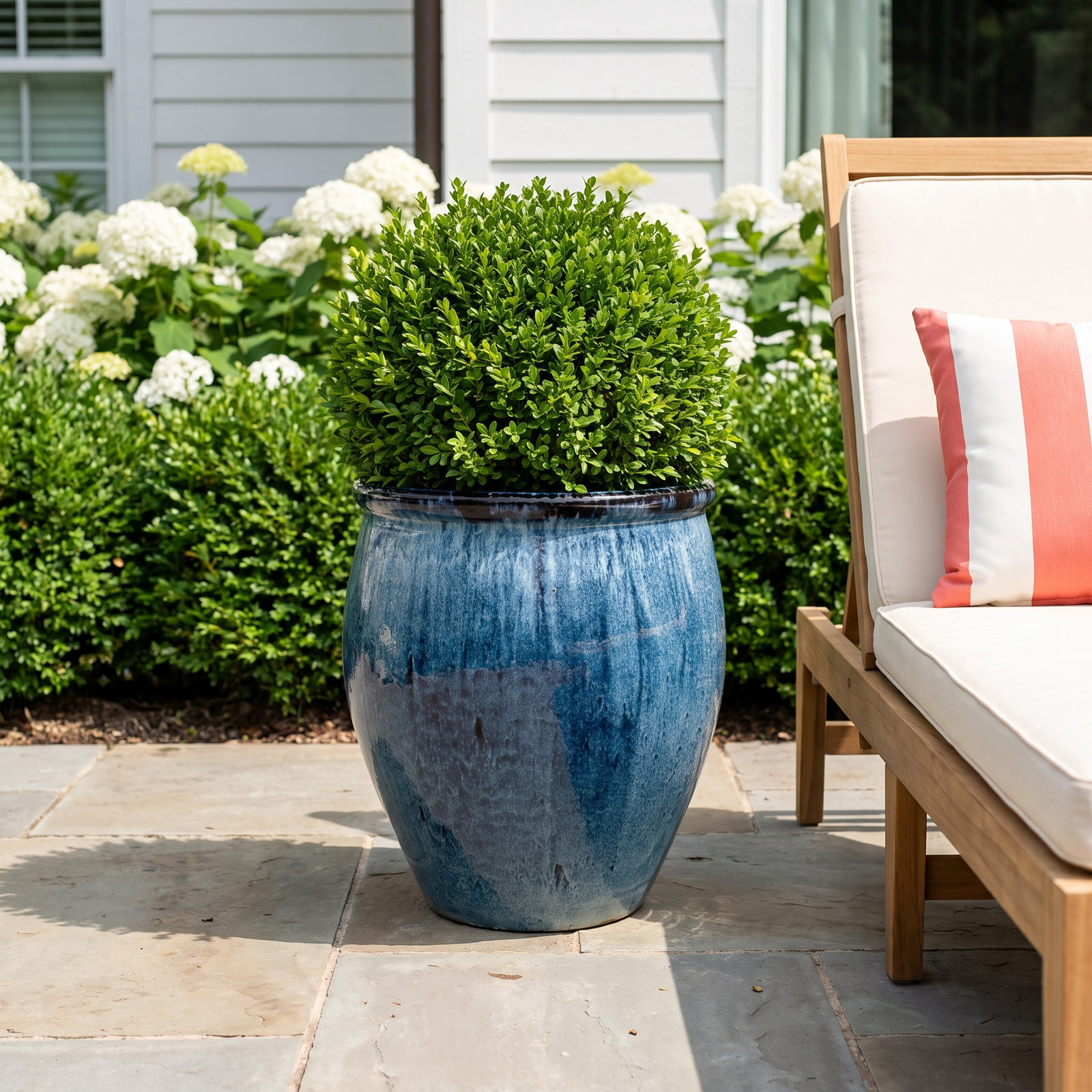 Blasdell Ceramic Pot Planter, 30" H x 25" W x 25" D, Quin Blue