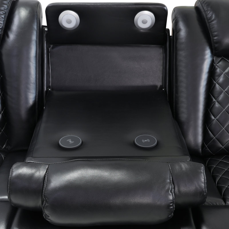 Maceson 3 - Piece Movie Theater Recliner Set with LED Light
