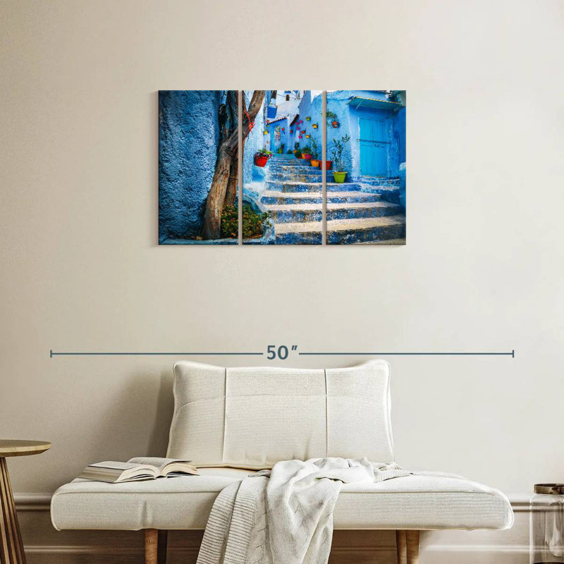 Sebbie Chefchaouen Blue Stairs, 20" H x 33" W