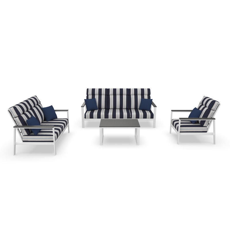 Ensemble de conversation Townsend pour 4 personnes avec coussins Sunbrella, Port Rrelate, Gris