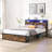 Metal Platform Bed Featuring Wooden Headboard And , Charging Outlet, 2 Drawers Storage, Led Lights, No Box Spring, Effortless Assembly Task. : Bed, Headboard, Task Full Size Frame With Charging,-2087136372