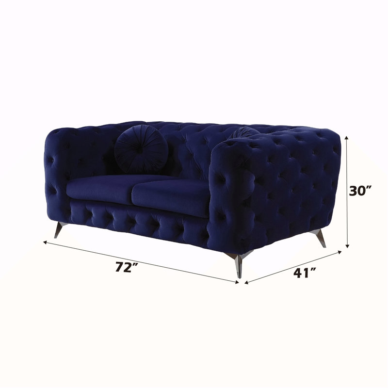 Causeuse en velours bleu Atronia