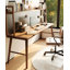 Bureau noyer + bois massif rectangulaire noir + fer-548440109