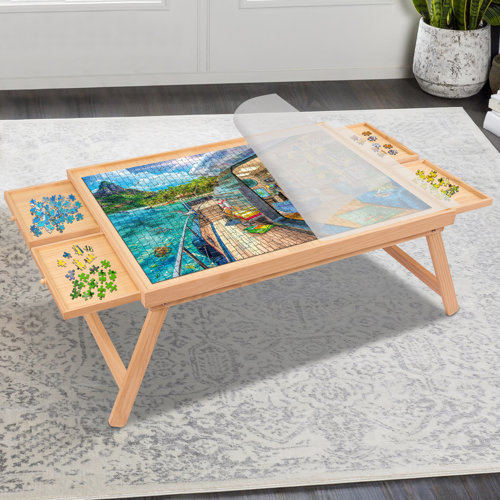 MMBABY Portable Puzzle Table With Legs, Adjustable Jigsaw Puzzle Board