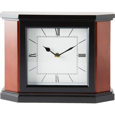 Analog Electric Tabletop Clock in Brown with Alarm