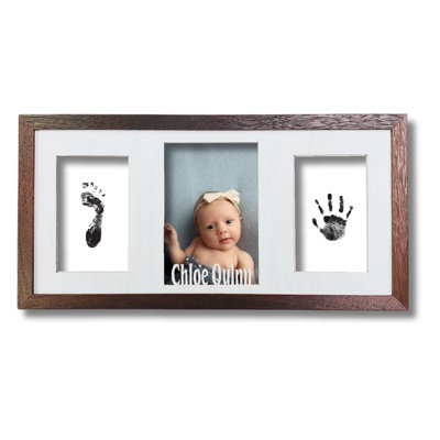 Baby Footprint and Handprint Picture Frame Kit - Personalized with Name - Baby Shower Gift