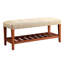 Banc rembourré pour maisons contemporaines - beige avec détails en chêne