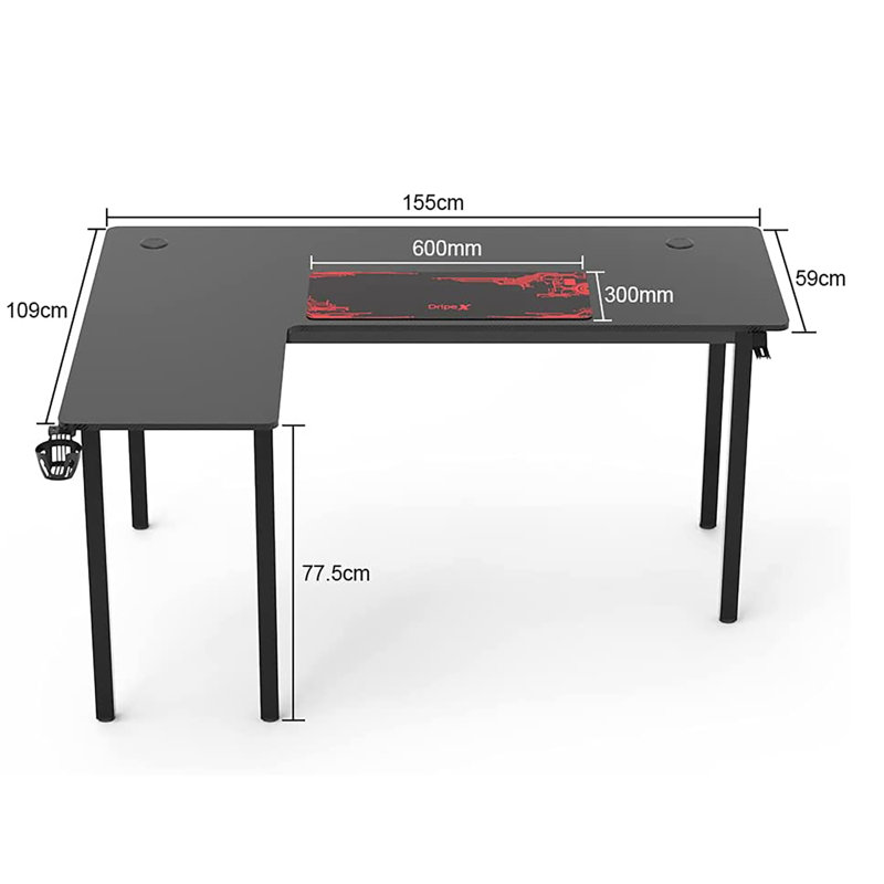 L-Shaped Metal Base Writing Desk