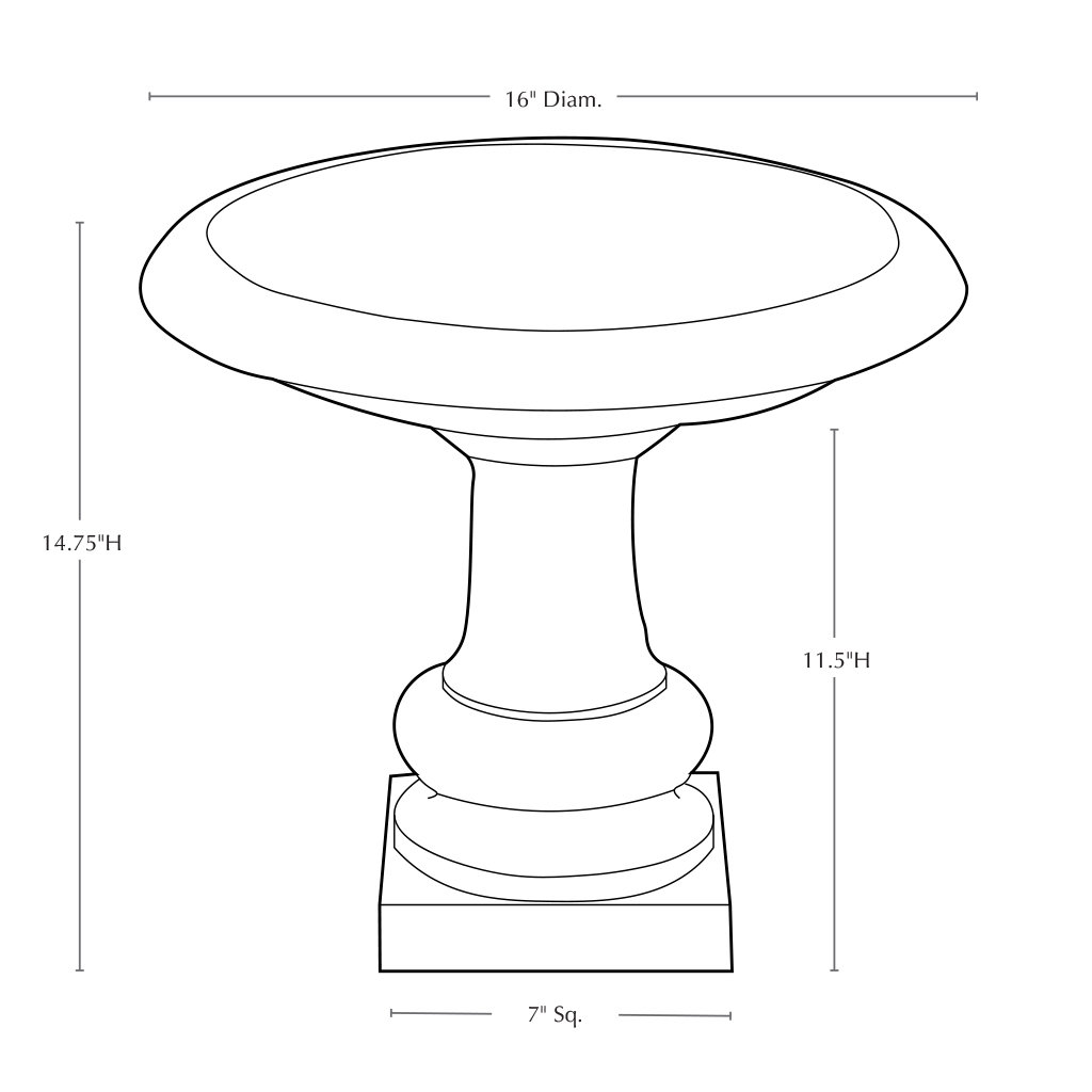 Connerton Concrete Pedestal Birdbath, Ferro Rustico