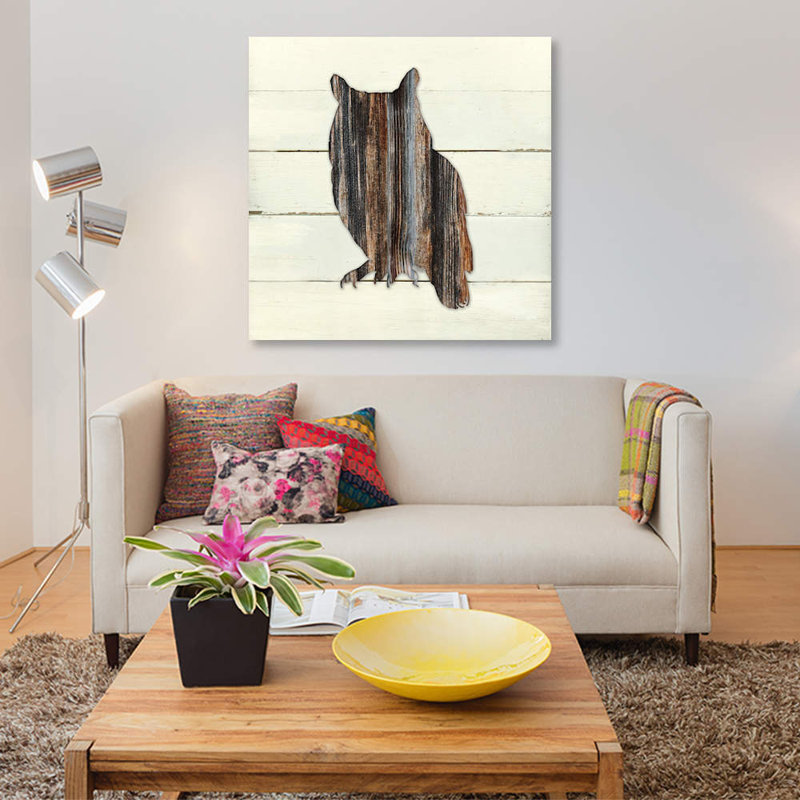 « forestières hibou », impression sur toile, H 12 po x l 12 po x P 1,5 po, Toile tendue, Pas de tapis