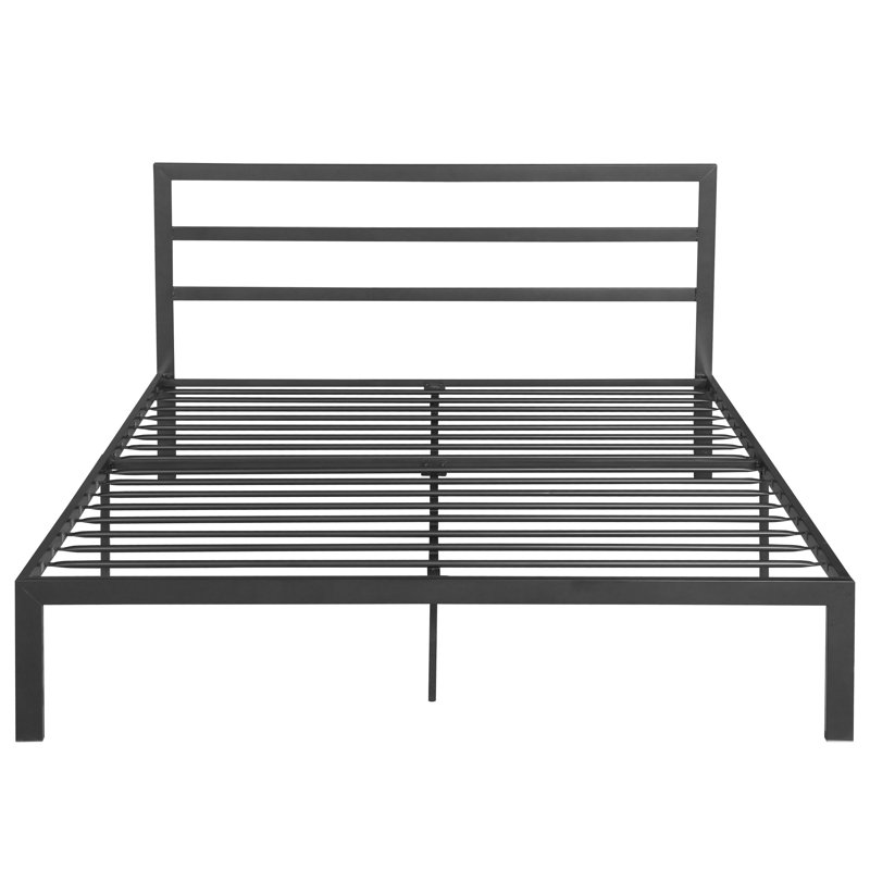 Structure de lit grand lit en métal avec tête de lit, Gris anthracite