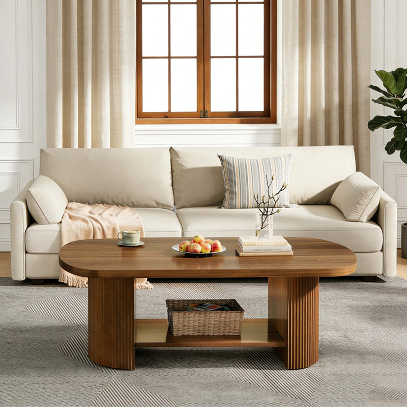 Table de centre moderne ovale à 2 niveaux avec rangement