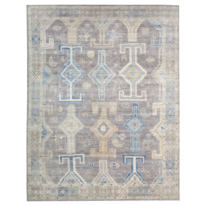 Tapis unique en laine tissé à la main 8 pi 10 po x 11 pi 8 po One Age of a Kind Khamseh