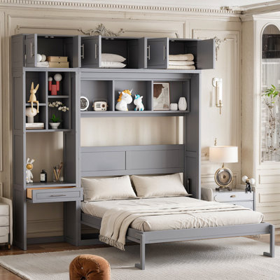 Full Size Wall Murphy Bed With Desk