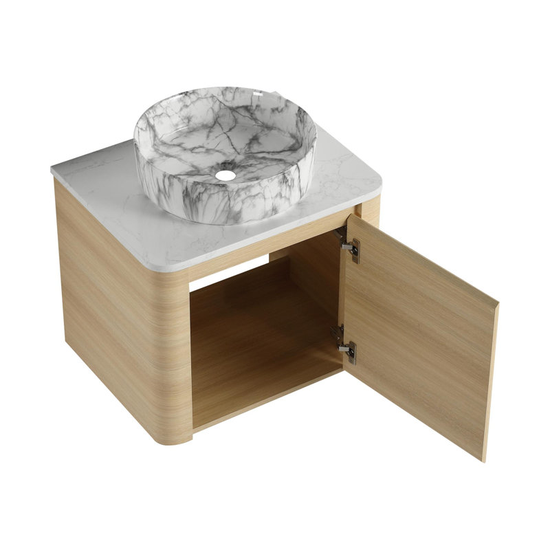 Meuble-lavabo mural 24 po avec 1 porte à fermeture en douceur