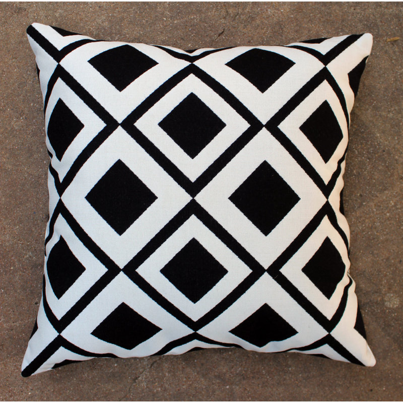 Mod Black/White Outdoor Square Sunbrella® Pillow Cover & Insert