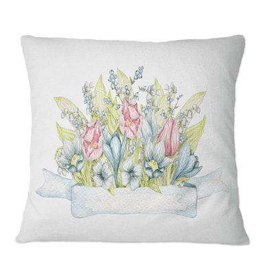Bouquet de fleurs colorées et printanières - Coussin décoratif traditionnel