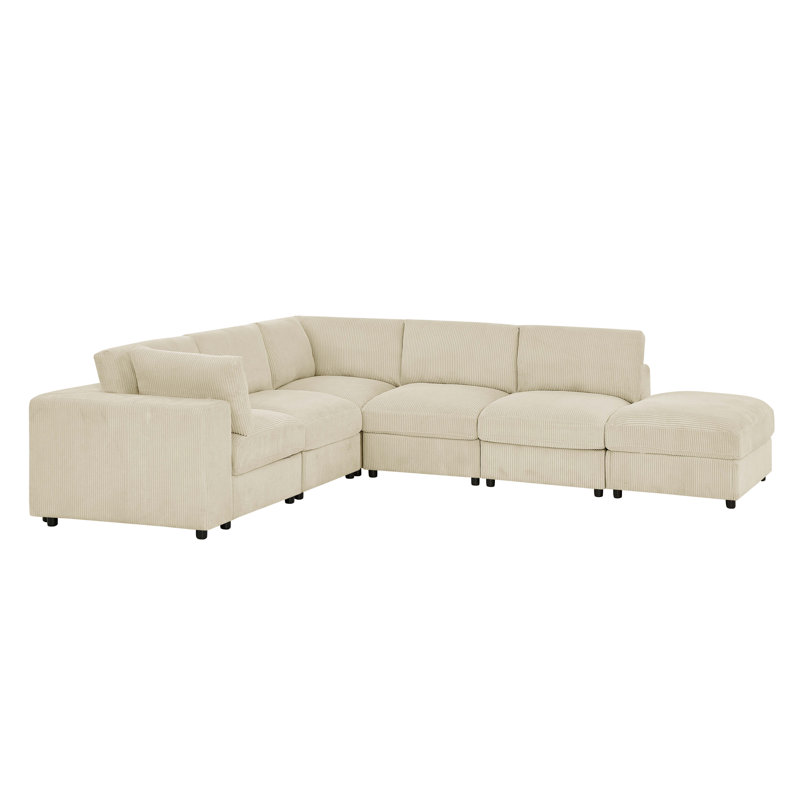 Arregui Corduroy Sectional, Beige Corduroy