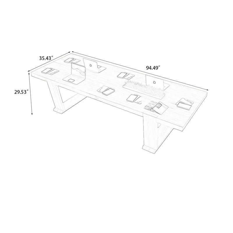 Table de conférence Burlywood, H 29,53 po x L 94,49 po x l 35,43 po