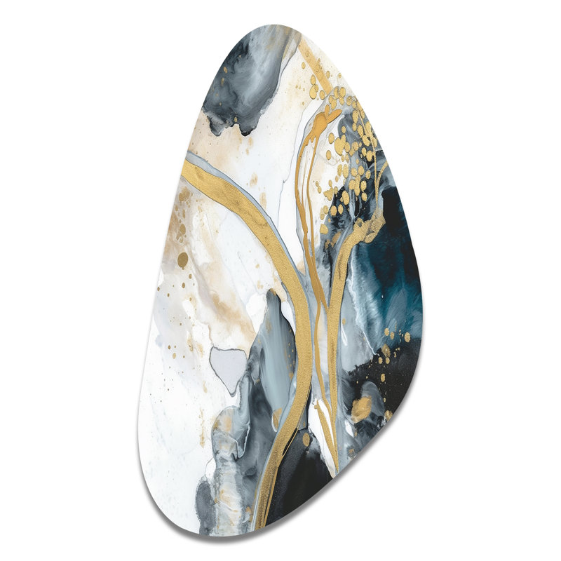 Garofalo - art mural unique en forme de marbre, reproduction d'art asymétrique moderne en métal, H 39 po x l 21 po