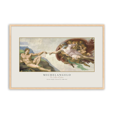 La création d'Adam par Michel-Ange, reproduction dans un cadre blanc, 8 po x 10 po