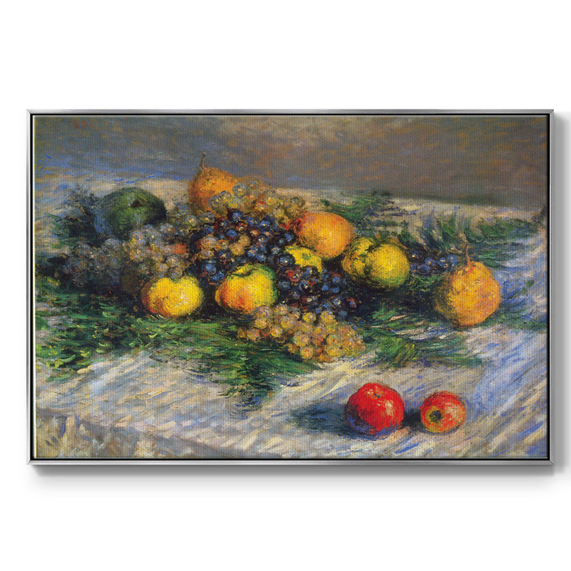Nature morte encadrée sur toile par Claude Monet, Toile argentée avec cadre flottant, H 25 po x l 37 po x P 2 po