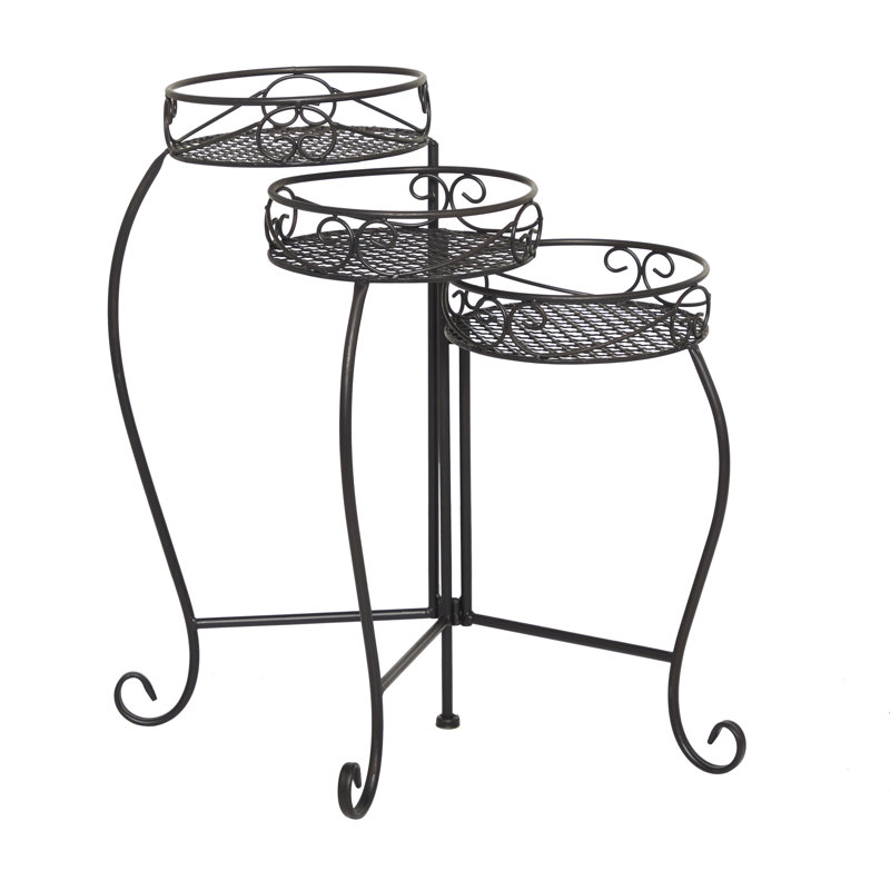 Support pour plante rond multiniveaux, Noir