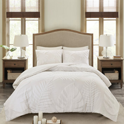 Édredon en chenille de coton pour grand lit, feuilles, rembourrage, style côtier, 3 pièces, grand, plage