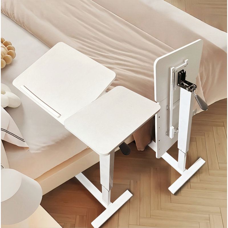 Height Adjustable Overbed Table with Wheels for Bed and Sofa