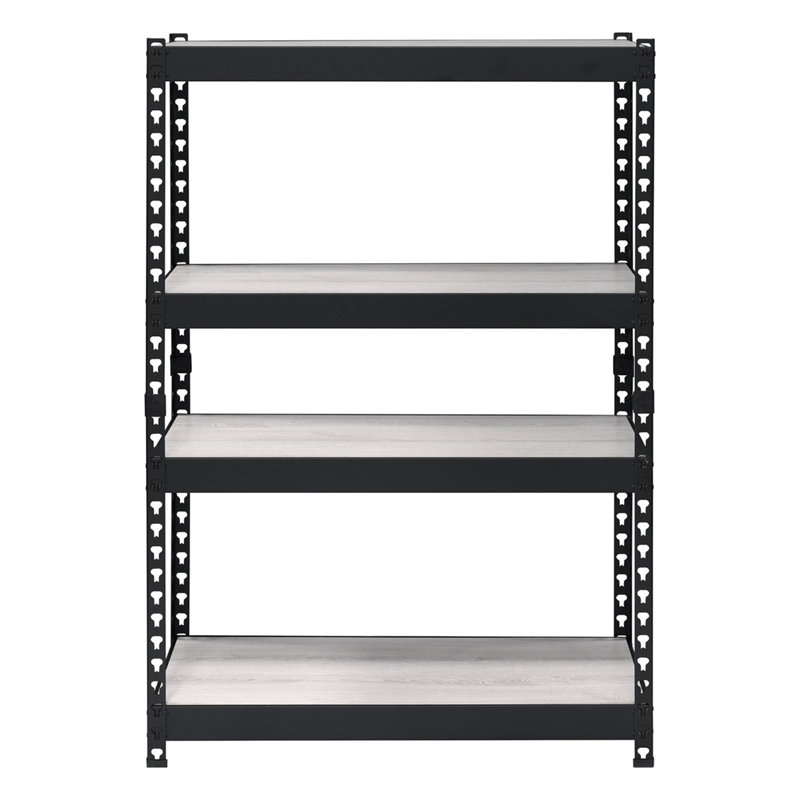 Modern 4-Tier Bookcase With Adjustable Shelves And Open Metal Frame, Natural & Black