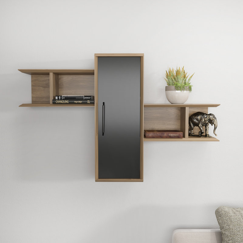 Bernhardin 4 Piece Cube Shelf, Walnut/Black