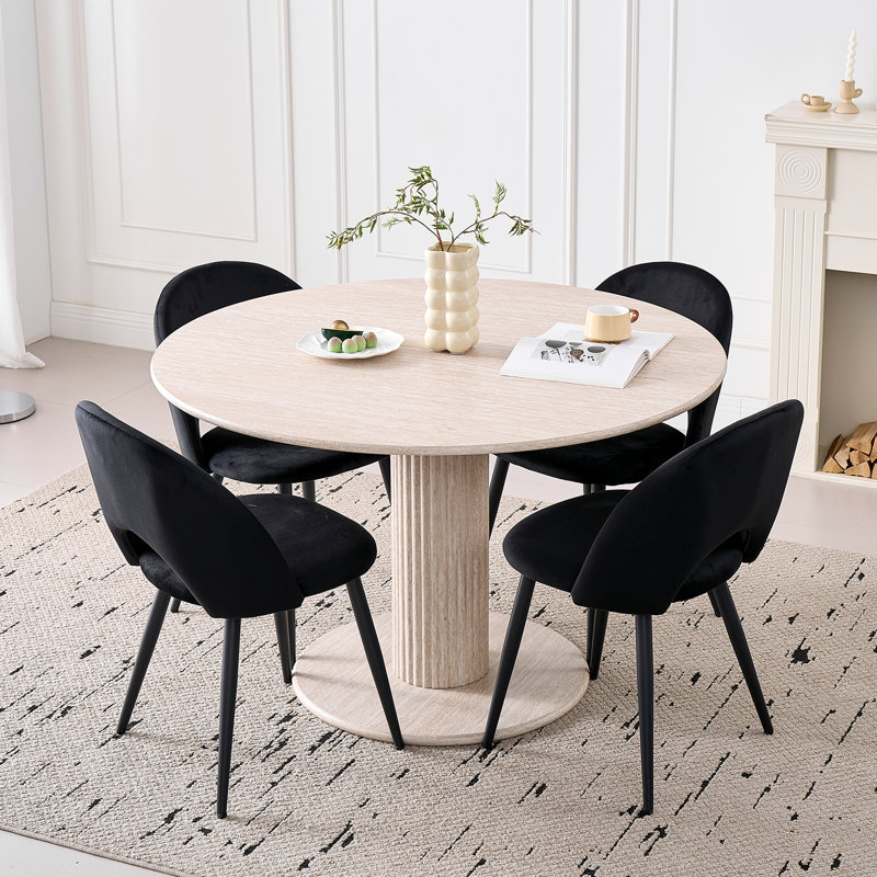 48cm H Upholstered Metal Side Chair, Black