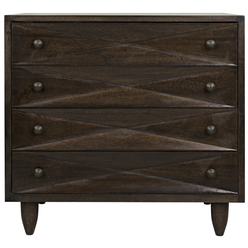Commode décorative 4 tiroirs Diamond, Noyer ébène