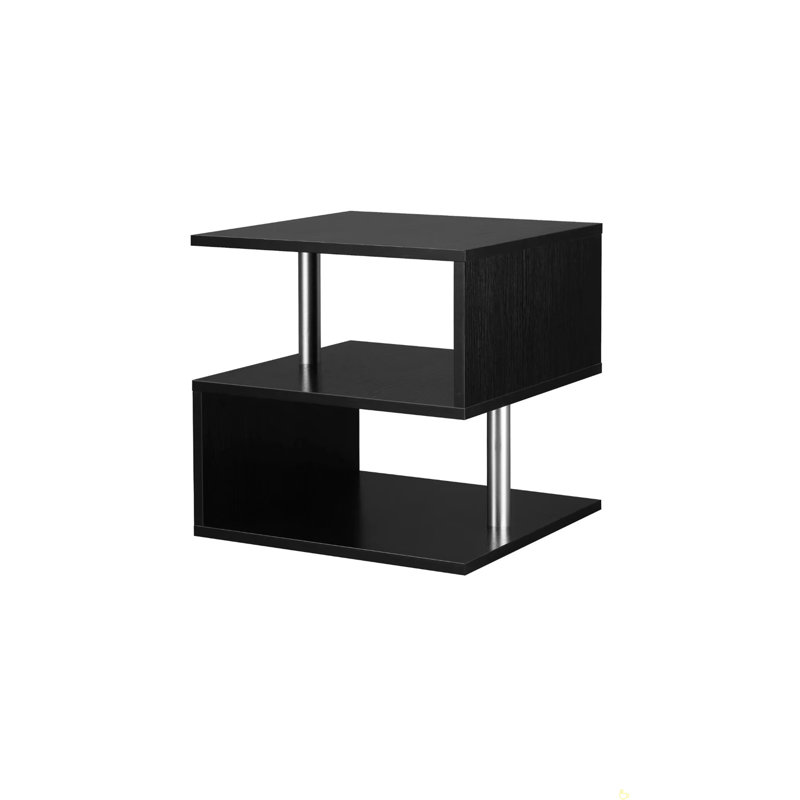 Coffee Table With S-Shaped 3 Tiers Open Storage Shelf Matte Center Sofa Tea Table