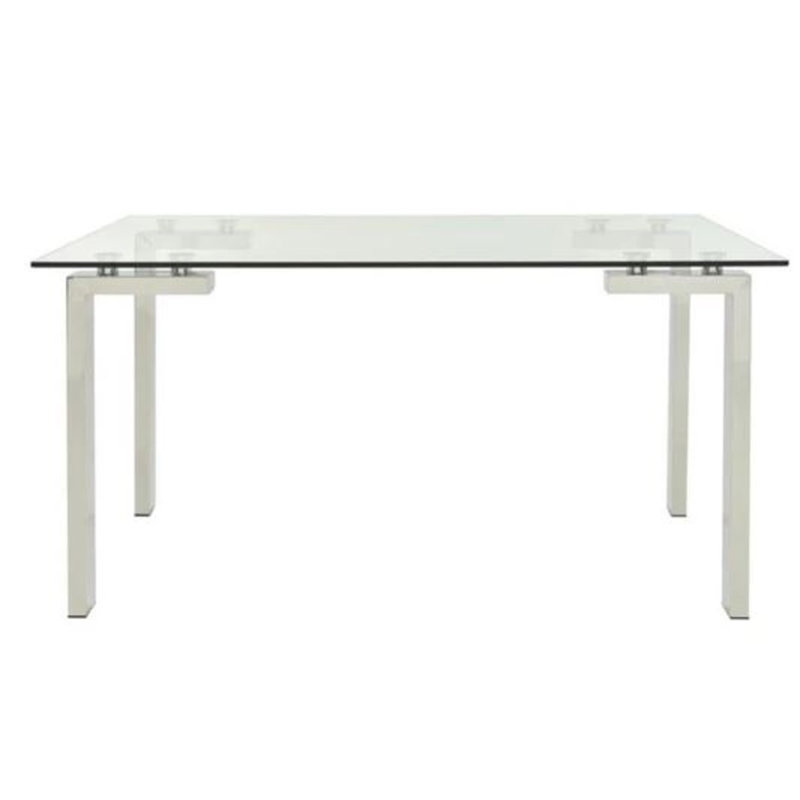 Table de salle à manger Mandela, H 30 po x L 59 po x l 35,5 po, Argent argent