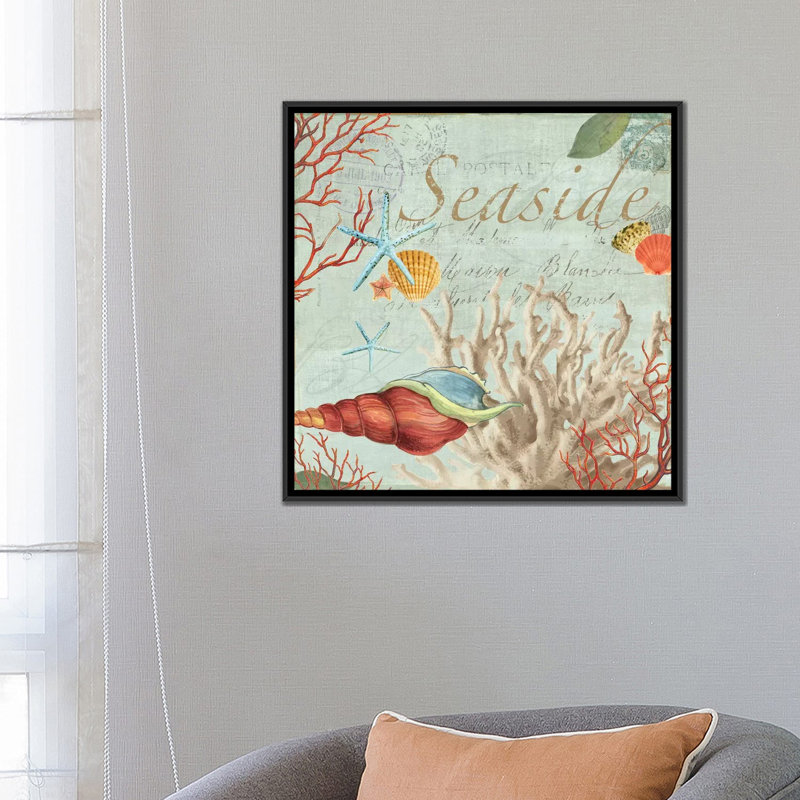 Mer, H 18 po x l 18 po x P 1,5 po, Toile avec cadre noir, Pas de tapis