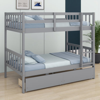 Bunk Bed With Drawers, Convertible Into Beds,  Ladder And Safety Guardrails