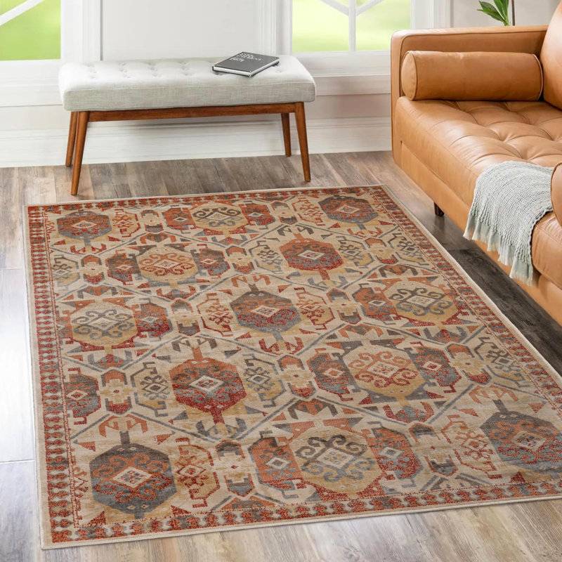 Zuleyka Aztec Southwestern 100% Polypropylene Indoor Area Rug or Runner, Rectangle 5' x 8'