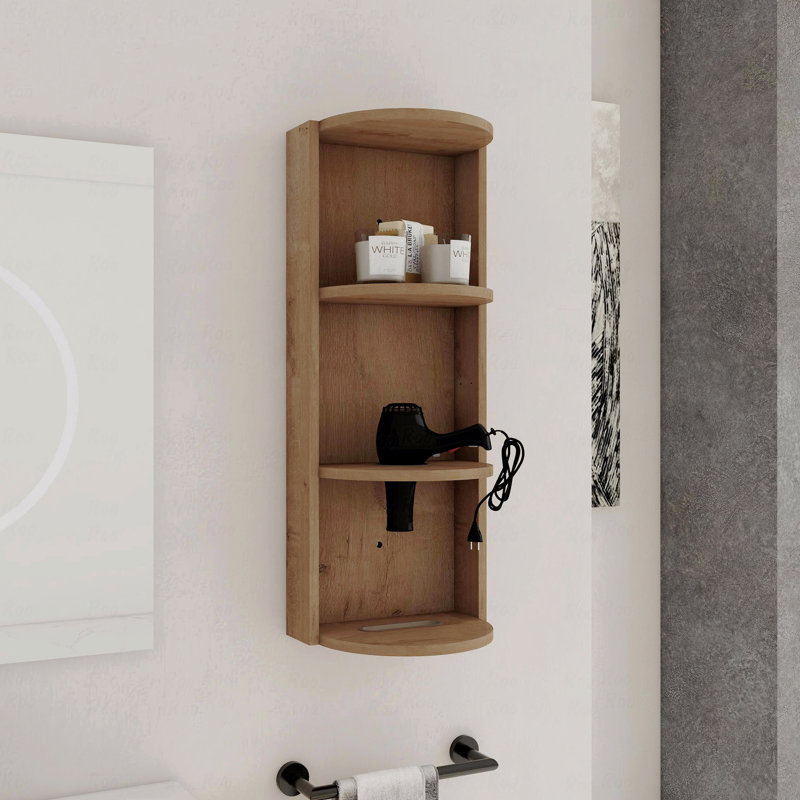 12" Bathroom Wall-Mounted Storage Rack, Float Mounting Design,(Kd-Packing), Brown